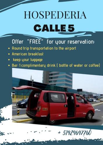 Calle 5 - FREE transport to the Airport